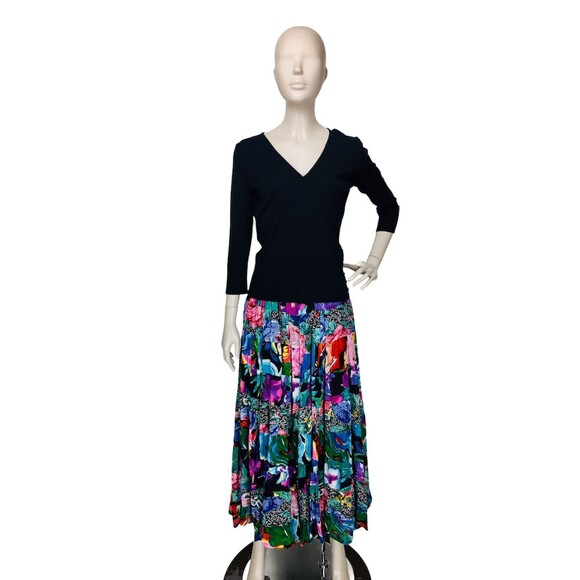 Vintage 90s Floral Tiered Ruffle Boho Gypsy Colorful Full Maxi Skirt India OSFA - Picture 7 of 10